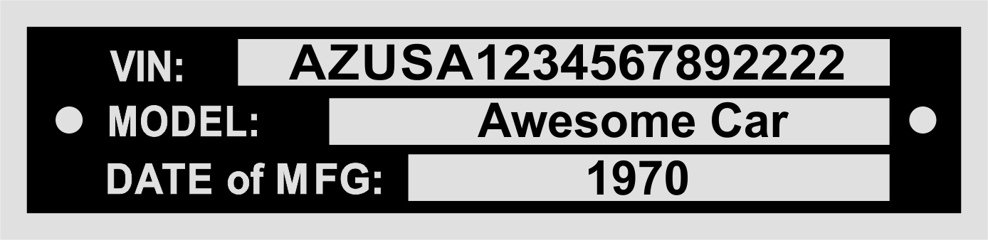 Vin Plate with three lines of text